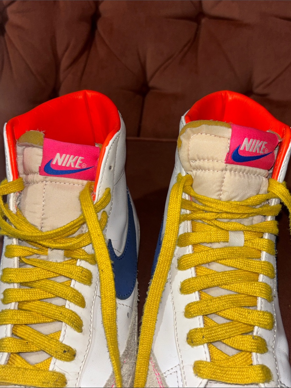 Nike Blazer mid ‘77 white chartreuse hyper pink high top sneakers neon accent 8 - Picture 11 of 15